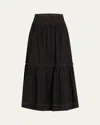 Ganni Garment-dyed Smocked Maxi Skirt
