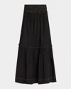 Ganni Garment-dyed Smocked Maxi Skirt