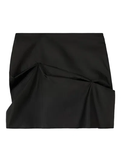 Ganni Gathered-detail Mini Skirt In Black