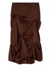 Ganni Gathered Midi Skirt In Burgundy