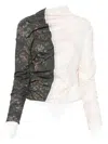 Ganni Printed Stretch Cotton Ruched Top In Neutral