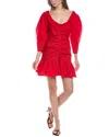Ganni Red Gathered Minidress In Red