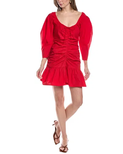 Ganni Red Gathered Minidress