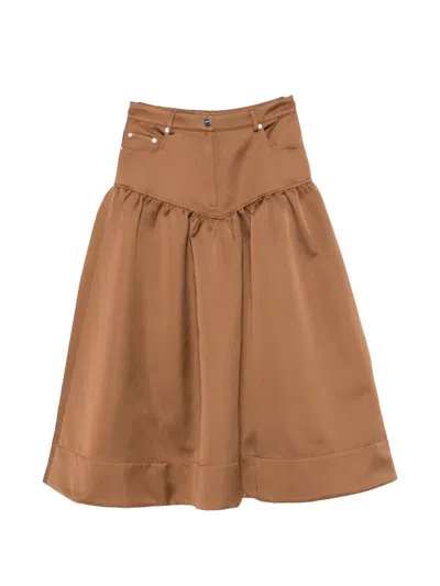 Ganni Recycled Polyester Skirt In Brown