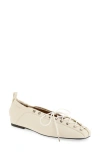 Ganni Lace-up Embellished Recycled Leather Ballet Flats In Neutral