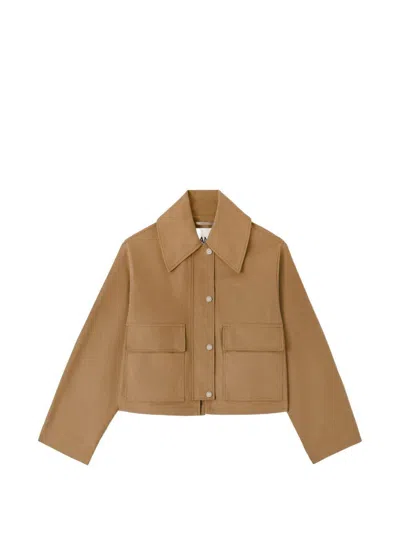 Ganni Giacca In Canvas Marrone  In Brown
