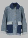 Ganni Patchwork Distressed Denim Jacket In Blue