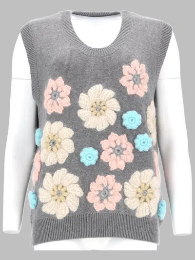 Ganni Chic Mini Gilet With Floral Detailing In Multi