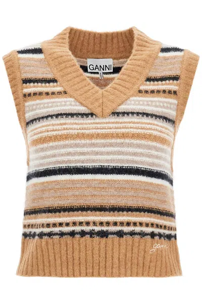 GANNI GILET IN MAGLIA SOFFICE A RIGHE