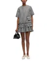 Ganni Black & White Crinkled Check Mini Dress