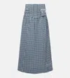 Ganni Womens Seersucker Pocket-front Check Woven Maxi Skirt Soft Chambray