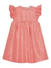 Ganni Red Crinkled Check Taffeta Dress