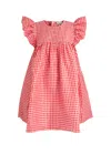 Ganni Red Crinkled Check Taffeta Dress