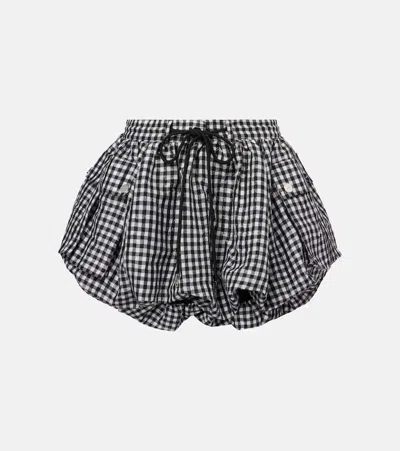 Ganni Checked Crinkled Recycled Taffeta Mini Skirt In Black