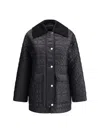 Ganni Glossy Finish Down Jacket In Gray