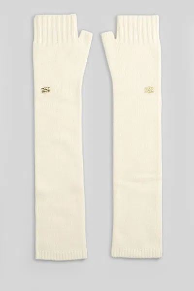 Ganni Gloves In Beige Wool In White