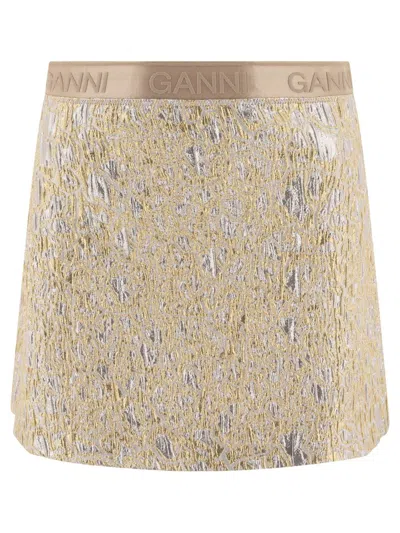GANNI GANNI GOLD AND SILVER MINISKIRT