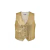 Ganni Gold Vest With Branded Buttons In Gold