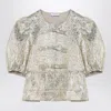Ganni Gold/silver Blouse With Bows