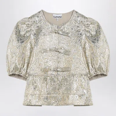 GANNI GANNI  GOLD/SILVER BLOUSE WITH BOWS