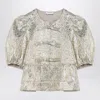 Ganni Women's Gold/silver Blouse With Bows Shirt