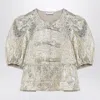 GANNI GANNI GOLD/SILVER BLOUSE WITH BOWS
