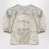 Ganni Women's Gold/silver Blouse With Bows Shirt