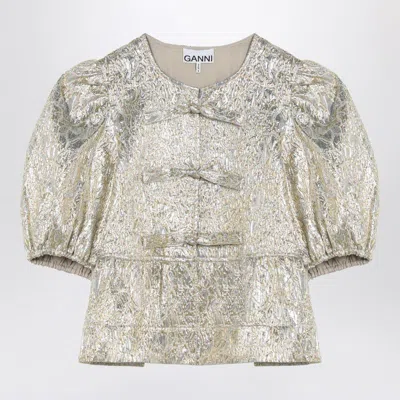 GANNI GANNI GOLD/SILVER BLOUSE WITH BOWS