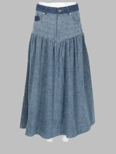 Ganni Gonna In Denim Patchwork In Blue