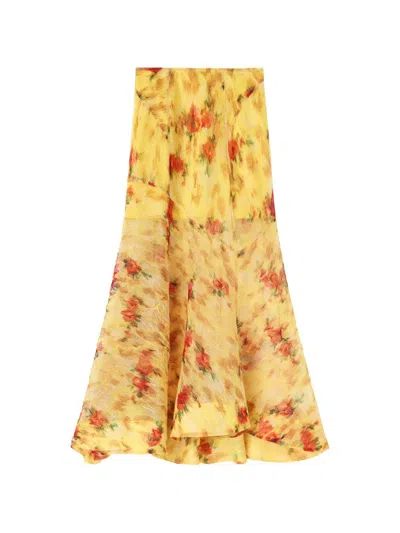 Ganni Yellow Midi Skirt