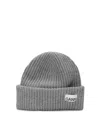 Ganni Melange Grey Logo Beanie In Grey