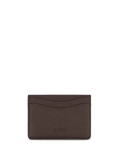 Ganni Grained Recycled Polyester Card Case In Brown