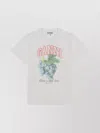 Ganni Grape Print Crew Neck Short Sleeve Top In White