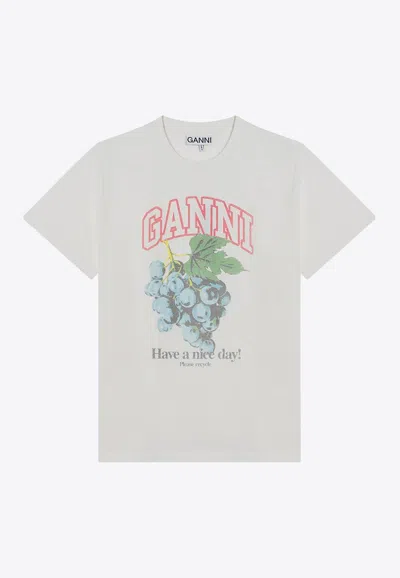 GANNI GRAPE PRINT LOGO T-SHIRT
