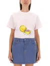 Ganni Logo Appliqué Graphic Print T-shirt In Pink
