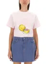 Ganni Logo Appliqué Graphic Print T-shirt In Pink