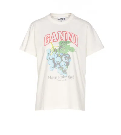Ganni Grapes Logo T-shirt In White
