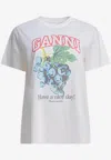 Ganni Grape Print Crew Neck Short Sleeve Top In White