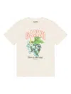 Ganni Ivory T-shirt With Grape Print In Neutral