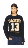 Ganni Graphic Wool Mix Sweater In Sky Captain