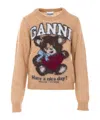 Ganni Printed Alpaca Wool Blend Sweater In Neutral