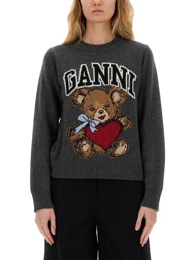 GANNI GANNI "GRAPHIC BEAR" JERSEY