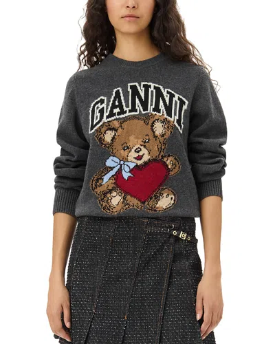 GANNI GRAPHIC BEAR PULLOVER SWEATER
