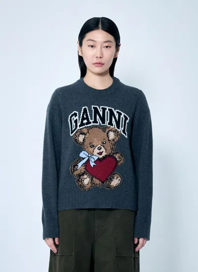 GANNI GRAPHIC BEAR SWEATER