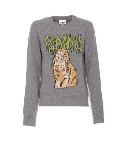 GANNI GRAPHIC BUNNY SWEATER