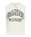 Ganni Wool Collared Sweater Vest In White