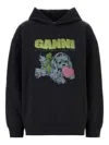 Ganni Graphite Cotton Sweatshirt In Black