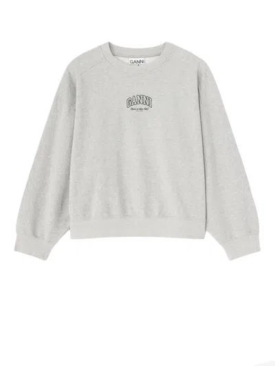 Ganni Graphic Crewneck Sweatshirt In White