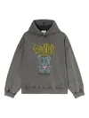 Ganni Graphic Hoodie In Gray