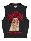 Ganni Graphic Knitted Vest In Black